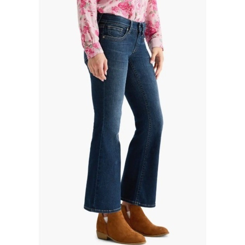 Lucky Brand Y2K Low Rise Flare Ankle Jeans Women 12/31A Dark Wash Raw Hem Good
